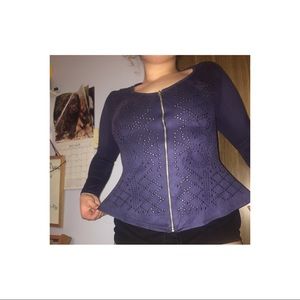 ⭐3 for $10 Fashion nova navy suede beaded peplum